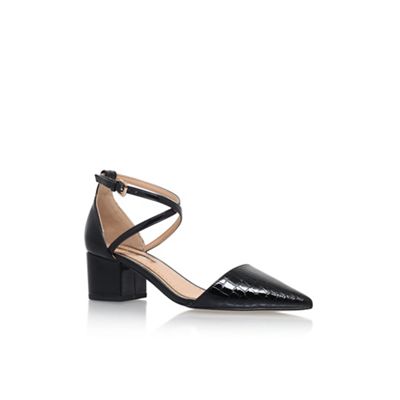 Black 'Ava' low heel pointed court shoe